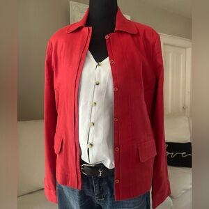 CABI Womens Linen Blend Jacket Blazer Valentine Red #5472  Size S